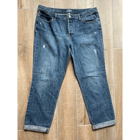 Loft Rolled Cuff Boyfriend Jeans Sz 12 - Picture 2 of 5
